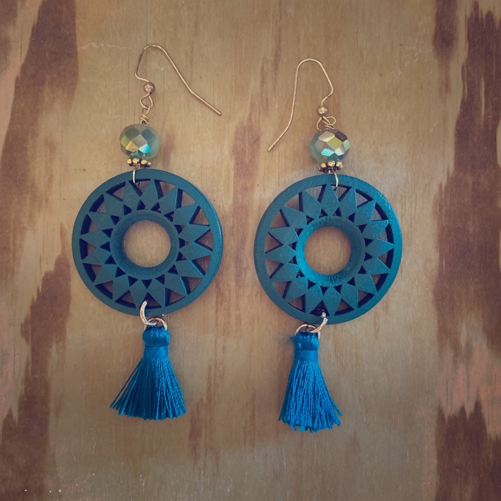 Hand made teal earrings